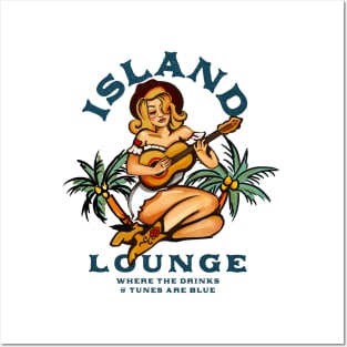 Island Lounge Tropical Tiki Bar Guitar & Music Shirt Posters and Art